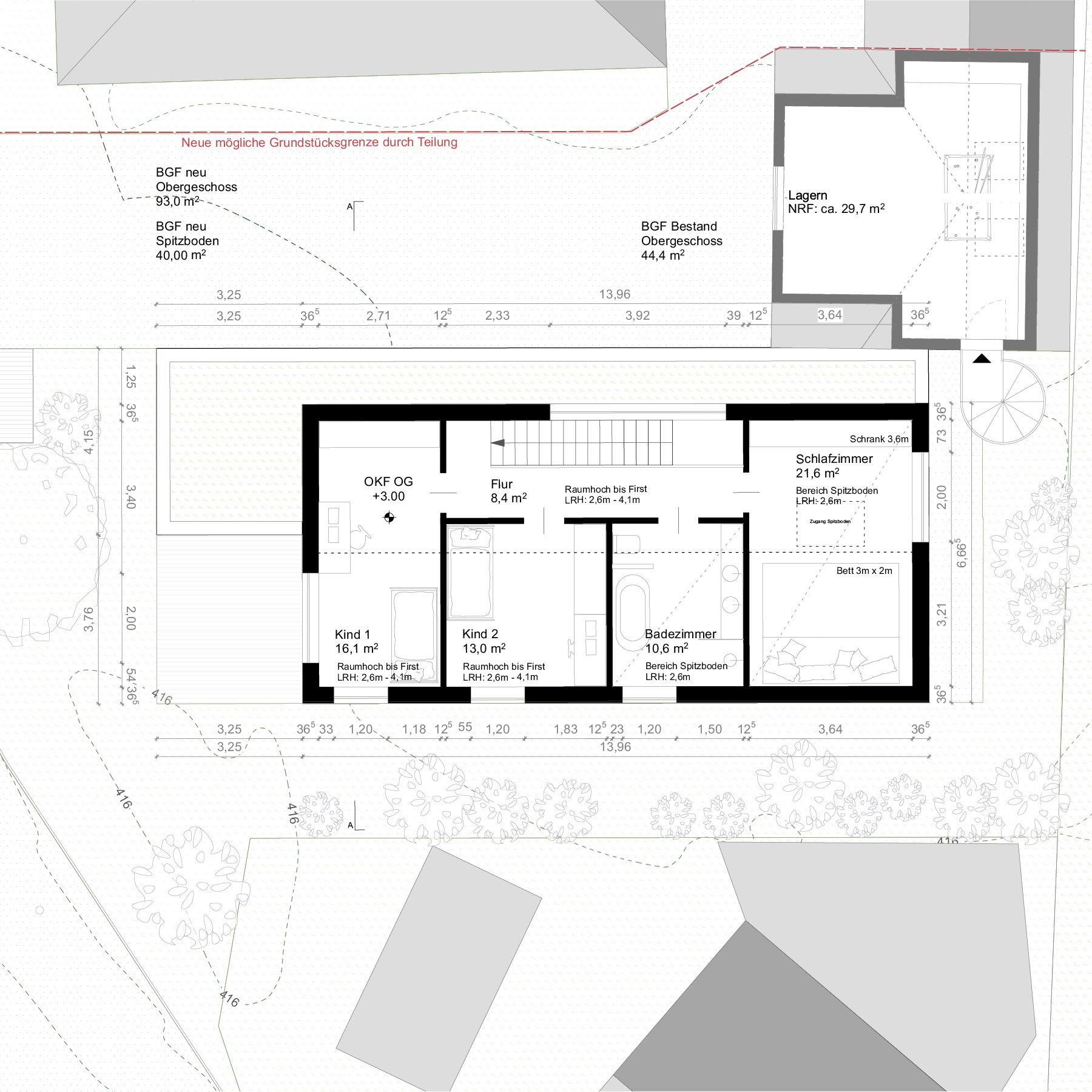 Entwurf A – Grundriss Obergeschoss